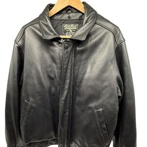 Vintage Eddie Bauer Outfitters Leather‎ Bomber Aviator Jacket Mens XL Black EUC